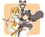  :c african_wild_dog_(kemono_friends) african_wild_dog_print animal_ears animal_print armpit_peek bare_shoulders bear_ears bear_girl bear_paw_hammer black_gloves black_hair black_ribbon blonde_hair blue_ribbon blush border bracelet brown_bear_(kemono_friends) brown_eyes brown_hair circlet closed_mouth collared_shirt cowboy_shot denim denim_shorts dog_ears dot_nose expressionless extra_ears eyebrows eyebrows_visible_through_hair eyelashes fingerless_gloves from_side gloves golden_snub-nosed_monkey_(kemono_friends) gradient_hair hair_ornament hand_on_hip high_ponytail holding holding_staff holding_weapon jewelry jpeg_artifacts kemono_friends leotard long_hair long_sleeves looking_at_viewer miyuu monkey_ears multicolored multicolored_clothes multicolored_gloves multicolored_hair multiple_girls neck_ribbon orange_gloves orange_hair outline outside_border pink_background pleated_skirt ponytail print_legwear ribbon rounded_corners shirt short_hair short_over_long_sleeves short_shorts short_sleeves shorts simple_background skirt sleeveless smile staff tareme tsurime two-tone_hair upper_body weapon white_border white_hair white_outline white_shirt white_skirt wing_collar yellow_gloves yellow_leotard 