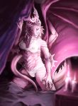  2017 anthro bra clothing detailed_background digital_media_(artwork) dragon female hair membranous_wings panties pink_eyes ravoilie solo translucent transparent_clothing underwear wings 