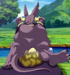  beerus bulge cat diaper diaper_disposal digestion disposal dragon_ball dragon_ball_super feces feline mammal messy_diaper post_vore scat soiling vore xepher777 