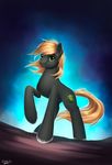  blonde_hair cutie_mark equine eyebrows fan_character feral gradient_background green_eyes hair hooves l1nkoln male mammal my_little_pony simple_background smile solo standing 