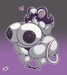  &lt;3 2017 anthro belly big_belly big_breasts breasts cute daikanu ear_piercing eyewear female glasses goth hair hand_on_breast huge_breasts invalid_tag mammal mouse nipples nude one_eye_closed overweight piercing purple_hair pussy rodent slightly_chubby solo star wink 
