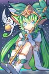  1girl alternate_costume alternate_hair_color alternate_hairstyle blue_eyes boots gloves green_hair league_of_legends lulu_(league_of_legends) magical_girl pix_(league_of_legends) staff star_guardian_lulu yordle 