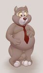  anthro balls belly cat disney douglas_benson feline front_view male mammal necktie neenya nude obese overweight overweight_male penis simple_background slightly_chubby small_penis solo standing talespin whiskers white_background 