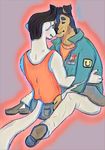  anthro buddy_thunderstruck buddy_thunderstruck_(character) canine clothed clothing darnell_(character) dog ferret hi_res ichbineinpelzig_(artist) male male/male mammal mustelid 