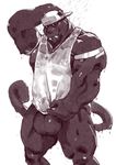  anthro balls big_balls bottomless clothed clothing erection feline huge_balls hyper hyper_balls male mammal nipple_piercing nipples penis piercing shirt small_penis taoren unknown_species wet_shirt 