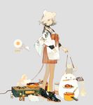  animal_ears bowl character_request egg food frying_pan highres kukka ladle looking_at_viewer mouse mouse_ears mouse_tail orange_eyes orange_ribbon original oven plate pot ribbon smile spatula stove tail white_hair 