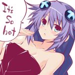  bare_shoulders blue_eyes blush braid breasts cleavage collarbone english hair_between_eyes hair_ornament highres iwasi-r large_breasts long_hair looking_at_viewer naked_towel neptune_(series) purple_hair purple_heart shiny shiny_hair shiny_skin simple_background smile speech_bubble text_focus towel twin_braids very_long_hair wet white_background 