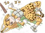  animal_ears bow bowtie check_translation cross-laced_clothes elbow_gloves gloves heart heart-shaped_pupils kemono_friends serval_(kemono_friends) serval_ears serval_print serval_tail shirt sleeveless sleeveless_shirt symbol-shaped_pupils tail tatsumi_ray translation_request 