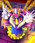  &lt;3 arthropod bee blue_exoskeleton crown detailed_background feather_boa female insect insect_wings kirby_(series)floating_hands purple_eyes queen_sectonia wings wolfwrathknight yellow_exoskeleton 
