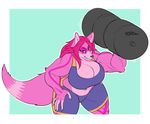  amber_hawkings biceps clothed clothing exercise female free_weight fur hair heavy_lifting heavy_weight looking_at_viewer mr.pink muscular pink_fur pink_hair solo super_strength weightlifting workout 