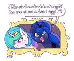  2017 alpha_channel angry blue_eyes blue_hair crown dsp2003 duo english_text equine female feral friendship_is_magic hair horn jewelry looking_at_viewer mammal multicolored_hair my_little_pony necklace princess_celestia_(mlp) princess_luna_(mlp) simple_background text transparent_background unicorn 