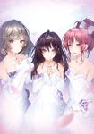  cleavage dress hplay ichinose_shiki jougasaki_mika takagaki_kaede the_idolm@ster the_idolm@ster_cinderella_girls wedding_dress 