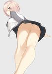  :o arms_behind_back ass bare_legs black-framed_eyewear black_dress blush breasts dress eyebrows_visible_through_hair fate_(series) foreshortening from_behind from_below glasses grey_background hair_between_eyes highres jacket large_breasts leaning_forward legs legs_together long_sleeves looking_at_viewer looking_back looking_down mash_kyrielight open_clothes open_jacket open_mouth panties pantyshot pantyshot_(standing) pink_hair profile purple_eyes short_dress short_hair sideboob simple_background solo standing thick_thighs thighs throtem track_jacket tsurime underwear upskirt white_jacket white_panties wide_hips 