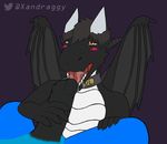  2017 anthro black_scales blue_scales blush collar digital_media_(artwork) dragon duo erection fellatio hair horn male male/male oral orange_eyes penis precum scales scalie sex simple_background soulthedragon tongue_in_foreskin uncut white_scales wings xanderg xanderg_(artist) 