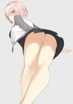  :o arms_behind_back ass bare_legs black_dress blush breasts dress eyebrows_visible_through_hair fate_(series) foreshortening from_behind from_below grey_background hair_between_eyes highres jacket large_breasts leaning_forward legs legs_together long_sleeves looking_at_viewer looking_back looking_down mash_kyrielight no_eyewear open_clothes open_jacket open_mouth panties pantyshot pantyshot_(standing) pink_hair profile purple_eyes short_dress short_hair sideboob simple_background solo standing thick_thighs thighs throtem track_jacket tsurime underwear upskirt white_jacket white_panties wide_hips 