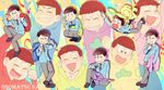  :&gt; ;3 ^_^ artist_name bad_id bad_pixiv_id brothers brown_eyes brown_hair closed_eyes copyright_name double_v formal grin highres hood hoodie male_focus matsuno_choromatsu matsuno_ichimatsu matsuno_juushimatsu matsuno_karamatsu matsuno_osomatsu matsuno_todomatsu mery_(apfl0515) multiple_boys necktie open_mouth osomatsu-kun osomatsu-san sextuplets siblings sitting smile squatting suit v 