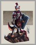  2017 anthro armor canine centurion dog furgonomics gladius helmet male mammal melee_weapon ornate palavenmoons pose roman ryse_son_of_rome shield soldier solo sword weapon 