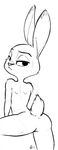  2017 alec8ter anthro anus black_and_white butt disney female half-closed_eyes judy_hopps lagomorph looking_at_viewer looking_back mammal monochrome nude pussy rabbit rear_view signature simple_background solo white_background zootopia 