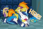  2017 dm29 duo equine eyewear female friendship_is_magic horn lipstick makeup male mammal microphone my_little_pony pegasus shining_armor_(mlp) spitfire_(mlp) sunglasses unicorn wings wonderbolts_(mlp) 