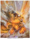  bob_eggleton burning_godzilla city destruction dinosaur fire giant_monster glowing godzilla godzilla_(series) kaijuu monster mutant smoke steam toho_(film_company) 