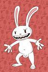  anthro balls barefoot flaccid happy krokodos lagomorph looking_at_viewer male mammal max_(sam_and_max) naugthy_face nude open_mouth penis presenting rabbit sam_and_max smile solo standing toony 