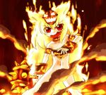  blonde_hair fiery_hair fire hammer molten_rock ragnaros rayno red_eyes smoke solo volcano warcraft world_of_warcraft 