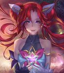  1girl alternate_costume alternate_hair_color alternate_hairstyle elbow_gloves jinx_(league_of_legends) league_of_legends lipstick long_hair magical_girl star_guardian_jinx tied_hair twintails very_long_hair 