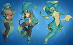 2017 anthro areola breasts brown_nipples clothing female green_hair green_nipples hair human mammal navel nintendo nipples nude pussy solo the_legend_of_zelda transformation undressing video_games witchofavalon zora 