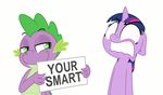  2017 angry animated digital_media_(artwork) dragon duo english_text equine female feral friendship_is_magic fur grammar_error green_eyes hair horn horse male mammal multicolored_hair my_little_pony pony scalie simple_background smile spike_(mlp) teeth text twilight_sparkle_(mlp) unicorn zutheskunk 