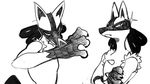  action_pose ambiguous_gender black_and_white claws crossed_arms frown jijis-waifus lucario monochrome multiple_images nintendo oh-jiji pok&eacute;mon solo spikes video_games 