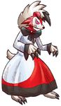  cosplay dress full_body gen_7_pokemon imaizumi_kagerou imaizumi_kagerou_(cosplay) line_shading looking_at_viewer lycanroc no_humans parted_lips penga pink_eyes pokemon pokemon_(creature) sketch standing touhou transparent_background 