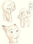  2017 anthro black_and_white canine clothed clothing comic crying disney duo english_text female fox fur hi_res judy_hopps lagomorph male mammal monochrome nick_wilde rabbit simple_background sprinkah tears text zootopia 