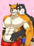  2017 abs anthro biceps canine clothed clothing fur keijimohumohu male male/male mammal muscular muscular_male pecs simple_background topless underwear 