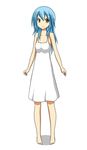 1girl animated animated_gif blue_hair character_request dress eyebrows eyebrows_visible_through_hair female flat_chest long_hair nail_polish seiji_(artist) simple_background smile solo yellow_eyes 