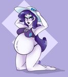  belly big_belly blush breasts female friendship_is_magic hair hat my_little_pony pregnant purple_hair rarity_(mlp) slickpens solo white_skin 