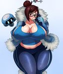  1girl breasts glasses large_breasts mei_(overwatch) overwatch snowball_(overwatch) solo tagme 
