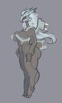  anthro big_breasts big_butt breasts butt female grey_background hair kyurem legendary_pok&eacute;mon liveforthefunk nintendo nude pok&eacute;mon simple_background solo standing video_games yellow_eyes 