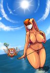  anthro areola beach big_breasts bikini blush breasts clothing digital_media_(artwork) erect_nipples female fur huge_breasts lagomorph looking_at_viewer mammal mature_female mother nipples parent pelao0o pussy pussy_floss rabbit seaside smile sonic_(series) swimsuit vanilla_the_rabbit 