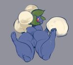  anthro anus blue_body butt female grey_background jumpluff liveforthefunk looking_back lying nintendo nude on_front open_mouth pok&eacute;mon pussy red_eyes simple_background solo video_games 