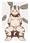  4_fingers 4_toes anthro anus balls blue_eyes blush collar cub cum cum_everywhere disembodied_penis erection feline fur hi_res humanoid_penis male mammal messy moobs nipples partially_retracted_foreskin penis pink_nose slightly_chubby tiger toes uncut wolfsoul young 