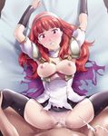  10s 1girl 2017 areola areolae armor arms_up bangs black_legwear blush breasts celica_(fire_emblem) censored circlet clenched_teeth dress fire_emblem fire_emblem_echoes:_mou_hitori_no_eiyuuou fire_emblem_gaiden hair_ornament jewelry long_hair medium_breasts mosaic_censoring nintendo nipples on_back panties panties_aside pov rape red_eyes red_hair sex shiny shiny_hair shiny_skin sidelocks spread_legs tears thighhighs thor_(deep_rising) torn_clothes underwear vaginal wet_panties white_dress white_panties 