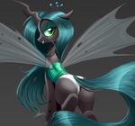  bedroom_eyes changeling clothing equine friendship_is_magic half-closed_eyes horn looking_back mammal my_little_pony ncmares panties presenting queen_chrysalis_(mlp) seductive underwear wings 