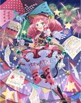  blue_eyes boots bow bowtie cardfight!!_vanguard cat company_name cutie_paratrooper drill_hair facial_tattoo fireworks gloves hat long_hair official_art open_mouth pantyhose parasol pink_hair sky solo star tadokoro_teppei tattoo teeth twintails umbrella 