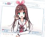  :d a.i._channel arm_warmers bangs blush bow brand_name_imitation brown_hair collarbone commentary eyebrows_visible_through_hair fourth_wall green_eyes hair_bow hairband hiten_(hitenkei) kizuna_ai long_hair looking_at_viewer multicolored_hair open_mouth pink_bow pink_hair romaji_commentary sailor_collar sleeveless smile solo streaked_hair teeth upper_body virtual_youtuber youtube 