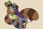 anthro bioluminiscent crisstail duo french_kissing frottage glowing kissing looking_pleasured male male/male mammal paws penis raccoon sex simple_background taeko tanuki 