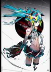  abstract_background adapted_costume amputee android aqua_hair aqua_neckwear bare_shoulders black_eye black_skirt blonde_hair border chromatic_aberration closed_mouth collared_shirt covered_nipples damaged double_amputee expressionless eyeshadow flat_chest gradient gradient_background grey_shirt groin hatsune_miku headphones highres injury jnt lips long_hair makeup midriff mismatched_pubic_hair multicolored_hair navel necktie parts_exposed pleated_skirt pubic_hair pussy_juice pussy_juice_trail red_eyes ribs scar shiny shiny_skin shirt signature skirt sleeveless sleeveless_shirt solo spiked_hair tattoo thighhighs torn_clothes torn_legwear torn_shirt torn_skirt torn_sleeves twintails two-tone_hair unmoving_pattern vocaloid 