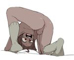  1boy anus ass doppel doppel_(pixiv) feet invitation male_focus nude open_mouth penis red_eyes smile sweat testicles 