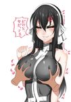  1girl angry black_hair blush breast_grab breasts clenched_hand eyes_closed fairy_tail groping large_breasts long_hair murabito_sono2 ultear_milkovich 