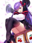  bb_(fate)_(all) bb_(fate/extra_ccc) black_legwear breasts dress fate/extra fate/extra_ccc fate/grand_order fate_(series) gendo0032 gloves hair_ribbon large_breasts legs long_hair long_sleeves open_mouth purple_eyes purple_hair red_ribbon ribbon simple_background sitting slot_machine solo thighhighs thighs white_gloves 