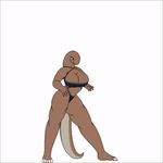  2017 animated anthro big_breasts bikini breasts claws clothed clothing digital_media_(artwork) female fighting_stance low_res no_sound reptile scalie skimpy smile snake solo standing swimsuit toe_claws vicky_vaskitsa wiira 